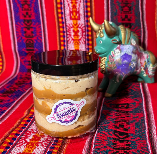 Alfajor cuchareable con Manjar blanco y chirimoya